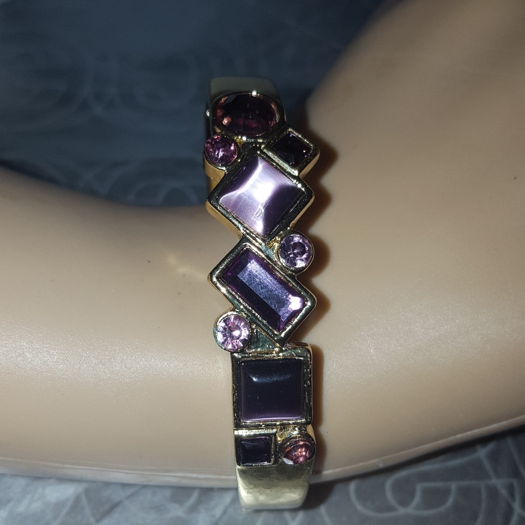 Purple Topaz Crystals Buckle Bangle Bracelets